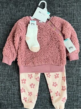 NWT PL Baby Fuzzy Sweater Set